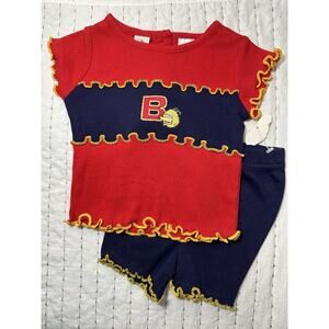 Sesame Street Red & Navy Ruffle Knit Matching Set